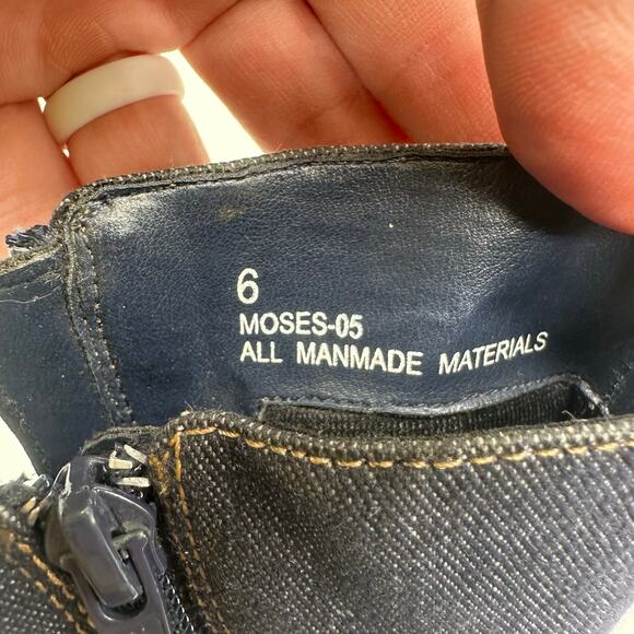 Denim Blue Square Toe Chunky Zipper Booties Womens 6 Y2K Retro - Picture 13 of 15